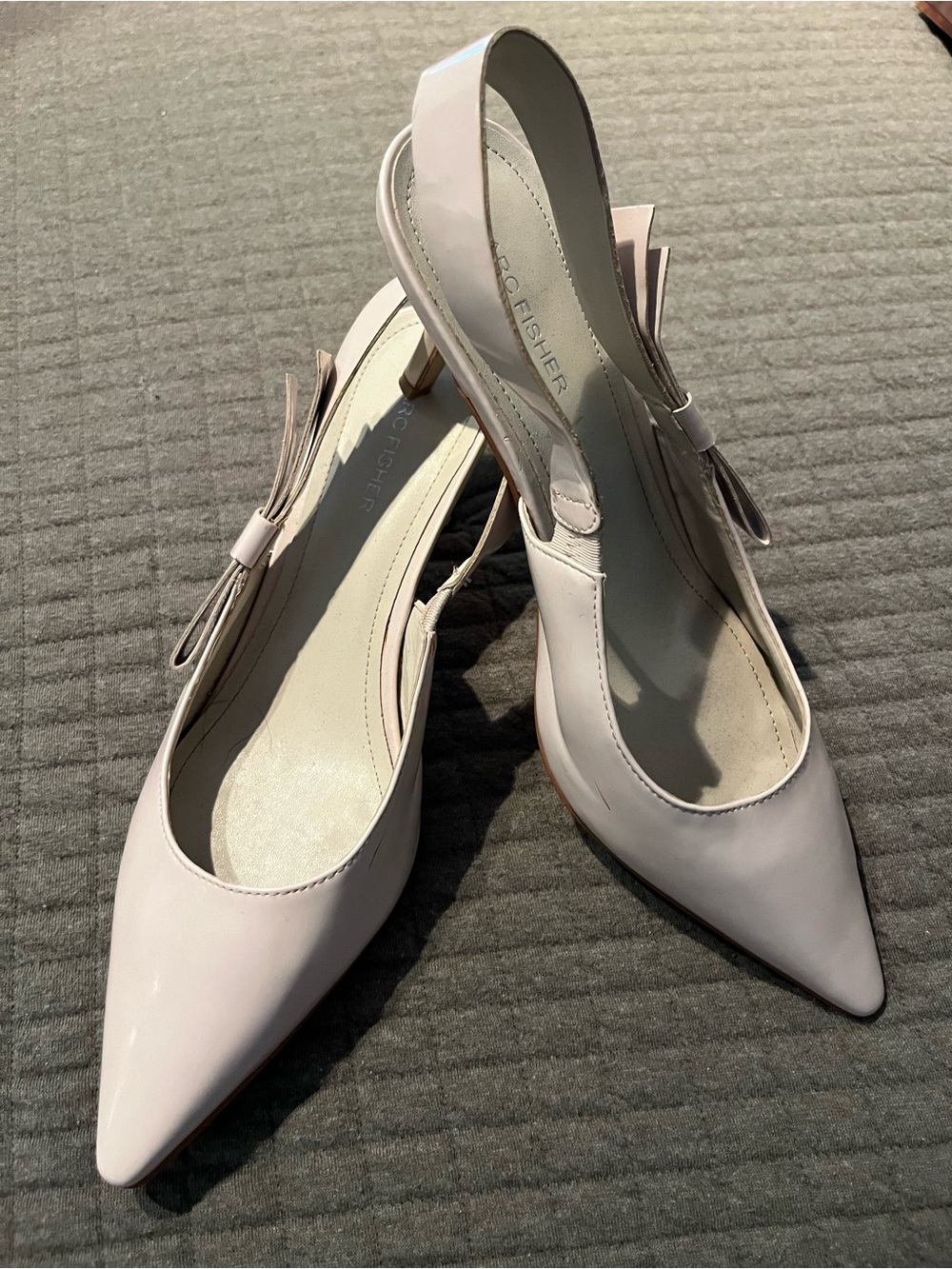 Marc Fisher Pale Pink Patent Slingback Pointed Toe Heels